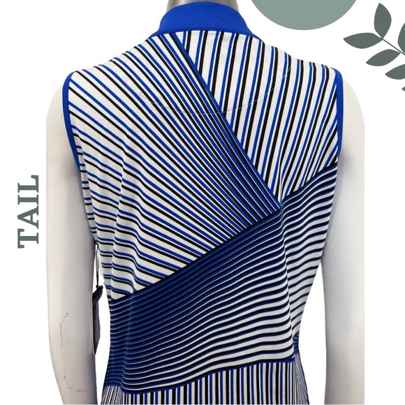 Tail UPF 50+ Sleeveless Golf Top in Modern Stripe Design Blue & White Medium - Picture 8 of 10